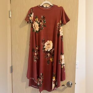 Roolee Rust Floral Midi Dress